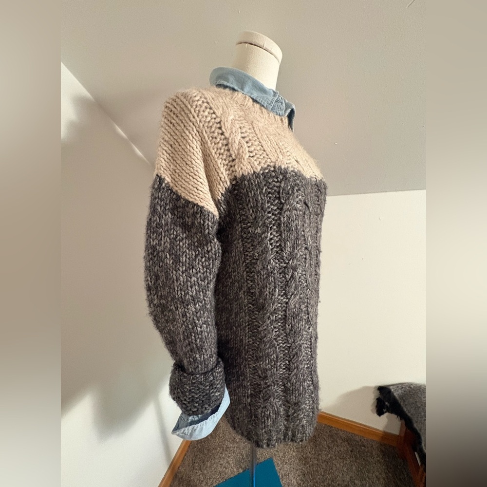 Velvet fisherman cable oversized sweater
